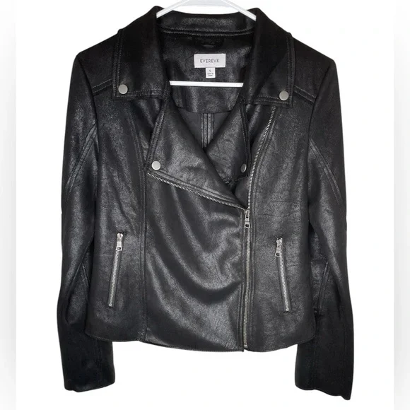 Evereve Marren Moto Jacket Faux Leather in Black Size Small Retail $158 - Picture 6 of 12